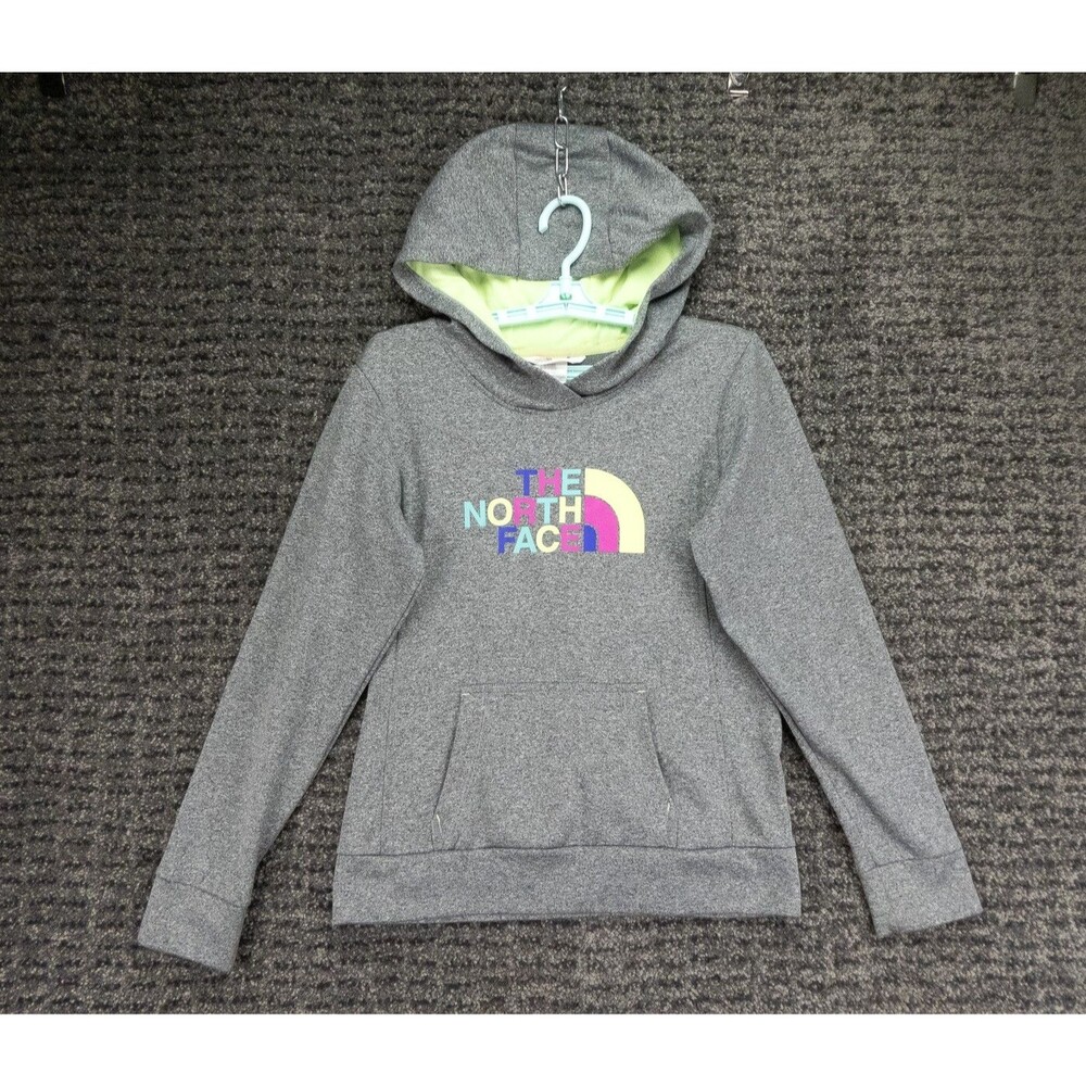 The North Face Hoodie Womens Small Heathered Gray Pullover Logo Casual Outdoor
